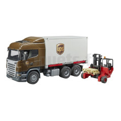 Scania R-Serie UPS Logistik-LKW mit Bruder 03581 Gabelstapler 03581