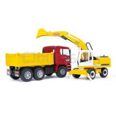 MAN Truck with LIEBHERR BRUDER 02751 Excavator 02751