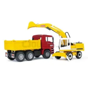 MAN vrachtwagen met LIEBHERR graafmachine BRUDER 02751
