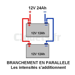 Schéma Branchement batteries en parallèle BAT/P