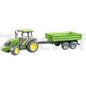 John Deere tractor with BRUDER 02108 flatbed trailer BRUDER