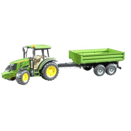 John Deere Traktor mit BRUDER 02108 Tieflader