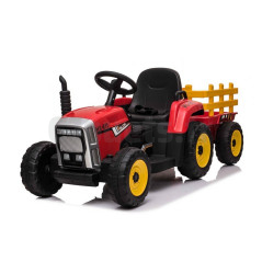 Tracteur avec remorque Rouge, Electrique 12 Volts pour Enfants avec Télécommande parentale TI/XMX611R