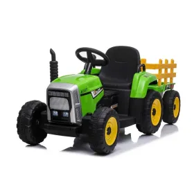Tractor y remolque eléctrico verde de 12 voltios para niños con ...