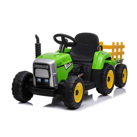 Tracteur avec remorque Vert, Electrique 12 Volts pour Enfants avec Télécommande parentale