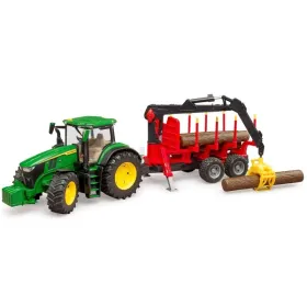 John Deere 7R 350 trekker met Bruder bosbouwaanhanger 03154