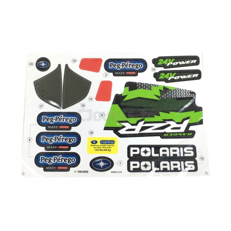 Décors Adhesif pour Polaris Ranger RZR 24 Volts Green Shadow Peg-Perego