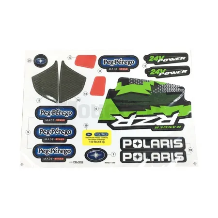 Décors Adhesif pour Polaris Ranger RZR 24 Volts Green Shadow Peg-Perego PEG-PEREGO