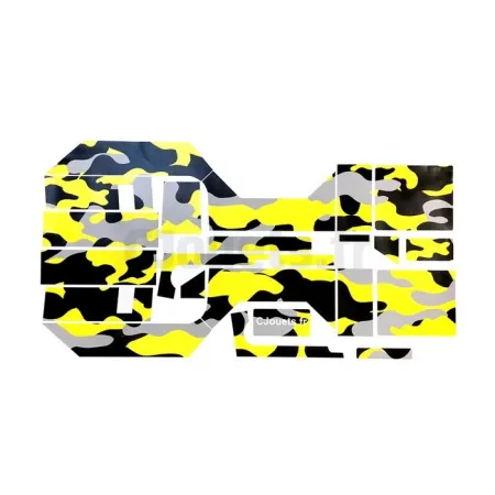 Kit décors adhésifs camouflage jaune mat pour Gaucho et Superpower PEG-PEREGO