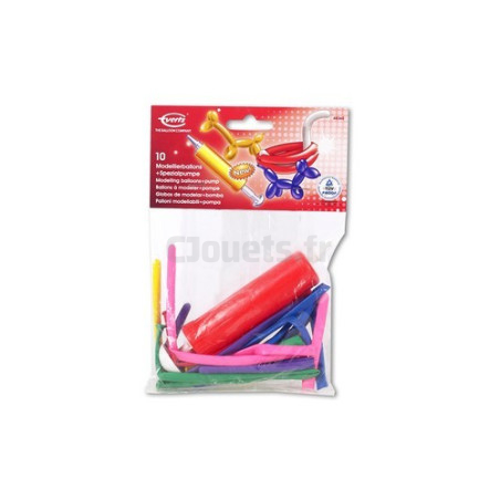 10 Assorted modeling balloons with pump