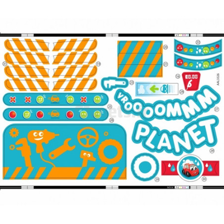 Adhesive decorations for Vroom Planet Grand Garage