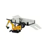 Trailer with JCB 8010 CTS micro-excavator and Bruder worker BRUDER
