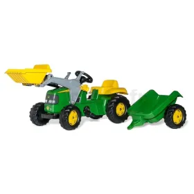 John Deere Pedaaltrekker + Graafmachine + Rolly Toys Aanhangwagen 0...