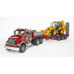 MACK truck with BRUDER 02813 backhoe loader 02813