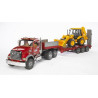 MACK truck with BRUDER 02813 backhoe loader 02813