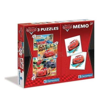 CLEMENTONI Cars 4-in-1-Rätsel + Memospiel mit 48 Karten