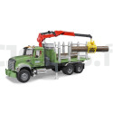 Mack Granit wood transport truck with trunk crane Bruder 02824 BRUDER