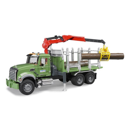 Mack Granit wood transport truck with trunk crane Bruder 02824