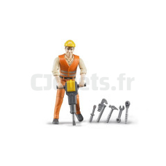 Ouvrier avec accessoires de chantier - BRUDER - 60020 60020