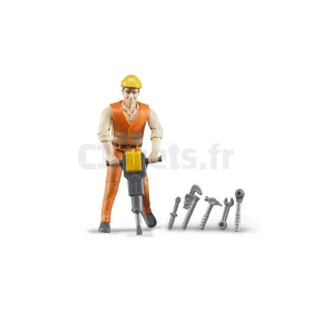 Ouvrier avec accessoires de chantier - BRUDER - 60020 BRUDER