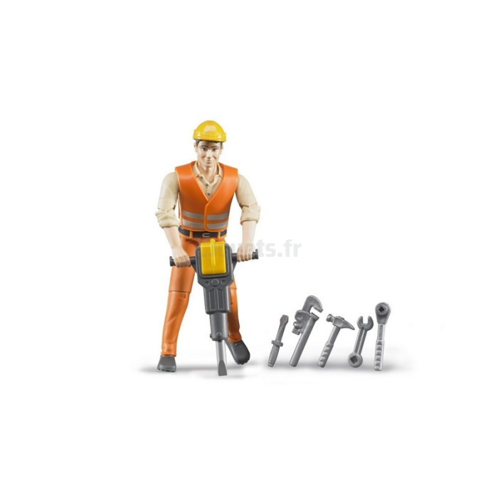 Ouvrier avec accessoires de chantier - BRUDER - 60020
