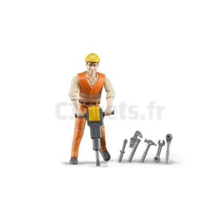 Ouvrier avec accessoires de chantier - BRUDER - 60020 BRUDER