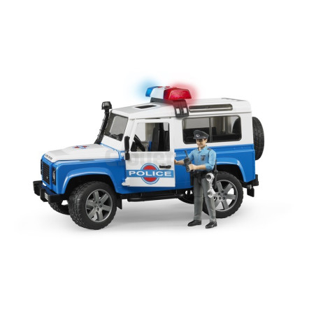 Land Rover Defender Police Avec Personnage Bruder 02595