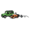 Land Rover Defender avec remorque Moto Neige Et Personnage Bruder 02594 02594