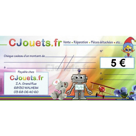 Chèque cadeau 5€ Cjouets