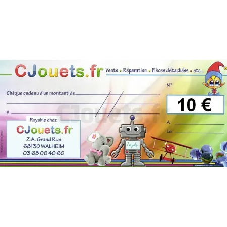 Cheque regalo de 10 euros para Cjouets
