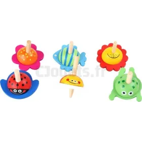 Toupie en bois multicolores 10035
