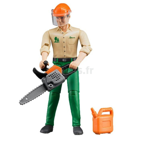 Lumberjack figurine with forestry accessories - BRUDER - 60030