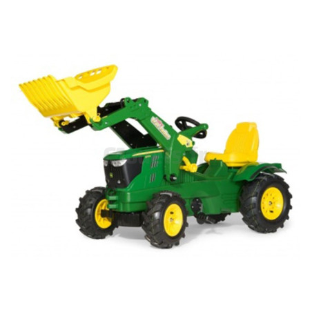 Rollyfarmtrac John Deere 6210 R Trettraktor + Frontschaufel mit Reifen Rolly Toys 611102