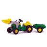 John Deere Pedal Tractor + Front Shovel + Rolly Toys Trailer 023110 023110