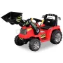Tractor Pala Eléctrica Niño 12 Voltios Rojo